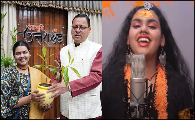 उत्तराखंड : मुख्यमंत्री धामी से मिलीं हर-हर शंभु फेम भजन गायिका