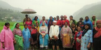 हुड़की बौल, ग्रामीण महिलाओं के साथ धान की रोपाई करने खेत में पहुंची डीएम अनुराधा
