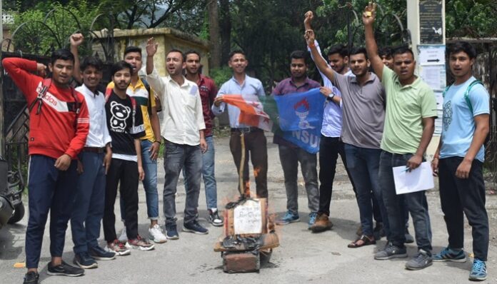 एनएसयूआई ने फूंका कुलपति का पुतला
