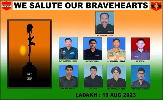 लद्दाख हादसे में शहीद नौ सैनिकों की पहचान, प्रधानमंत्री मोदी ने जताया दुःख