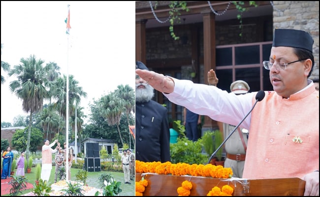 मुख्यमंत्री पुष्कर सिंह धामी ने ध्वजारोहण कर राष्ट्रीय एकता की शपथ दिलाई