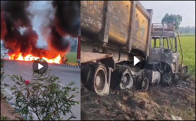 उत्तराखंड : NH-74 पर आमने-सामने भिड़े दो डंपर, आग में जिंदा जला चालक