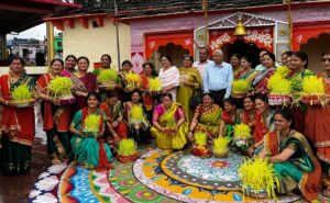 नंदादेवी में महिलाओं ने बिखेरी पहाड़ की हरेला संस्कृति की छटा