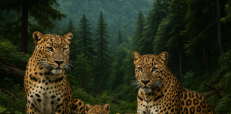 क्वारब क्षेत्र में घूम रहा विशालकाय तेंदुओं का जोड़ा