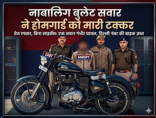 22 alm 2 तेज रफ्तार बाइक ने ड्यूटी पर तैनात होमगार्ड को मारी टक्कर, हालत गंभीर