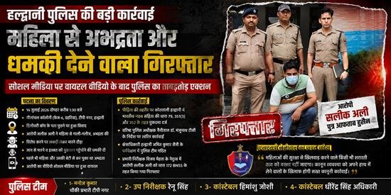 हल्द्वानी में महिला से अभद्रता और धमकी देने वाला दबोचा, सोशल मीडिया पर वायरल वीडियो के बाद पुलिस का ताबड़तोड़ एक्शन