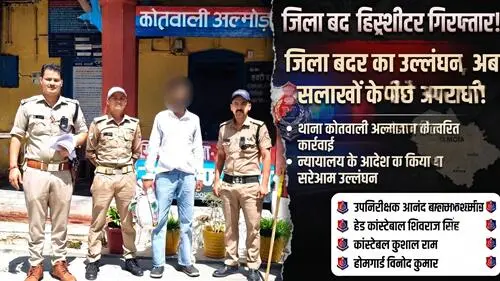 जिला बदर आदेश का उल्लंघन करने वाला हिस्ट्रीशीटर गिरफ्तार