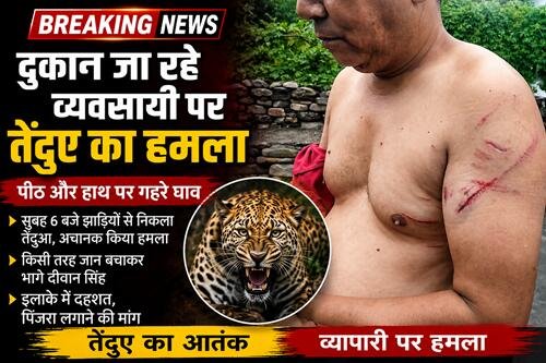 hamla व्यवसायी पर तेंदुए का हमला, पीठ और हाथ पर गहरे घाव, अल्मोड़ा रेफर