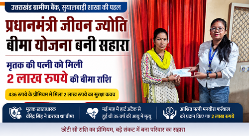 rashi प्रधानमंत्री जीवन ज्योति बीमा योजना बनी सहारा, मृतक की पत्नी को मिली दो लाख रुपये की बीमा राशि
