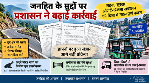 ज्ञापनों पर प्रशासन ने बढ़ाई कार्रवाई, तीन सड़कों से लेकर ई-रिक्शा संचालन तक उठे कदम