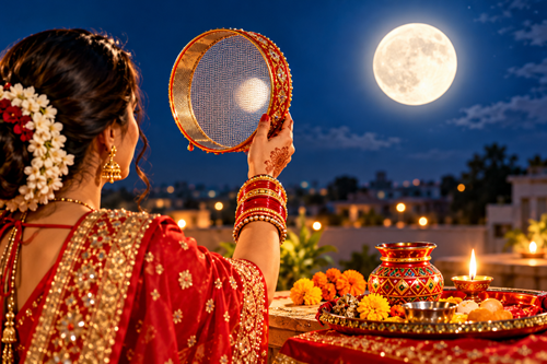 Karwa Chauth Moonlit Ritual करवाचौथ: प्राचीन परंपरा, धार्मिक मान्यता और आधुनिक समाज में बदलता स्वरूप